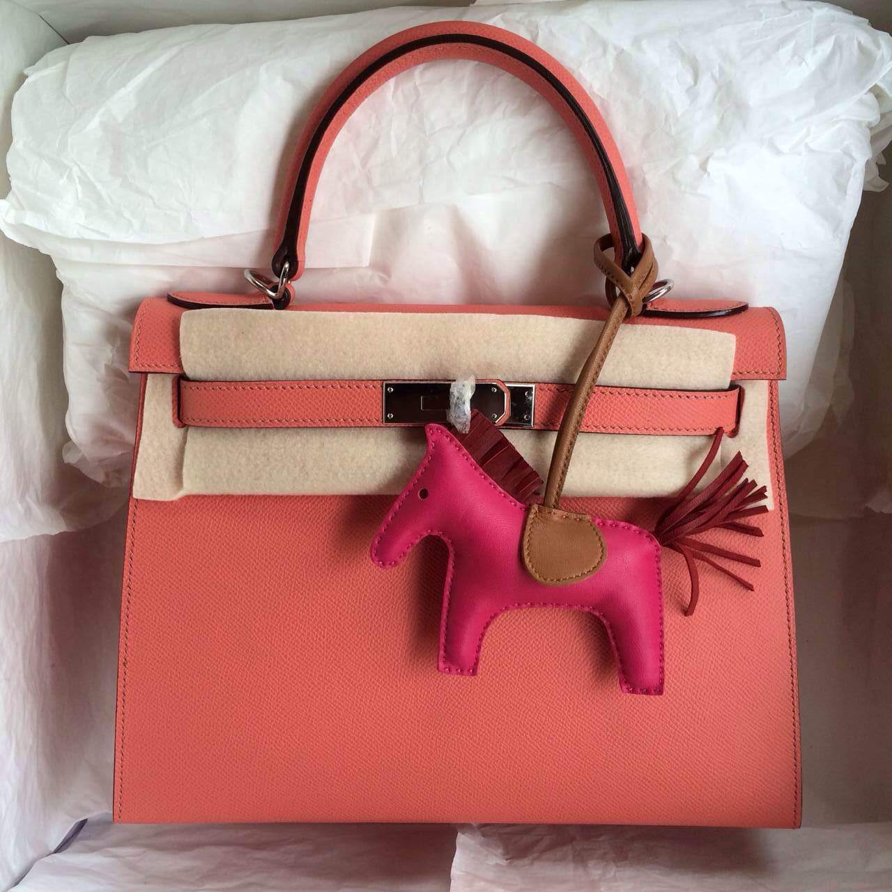 Hermes Kelly Bag Sellier 28cm i5 Flamingo Color France Epsom ...