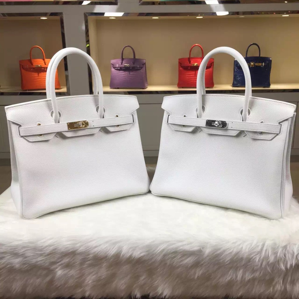 Luxury Hermes Pure White Togo Leather Birkin Bag Cm Womens