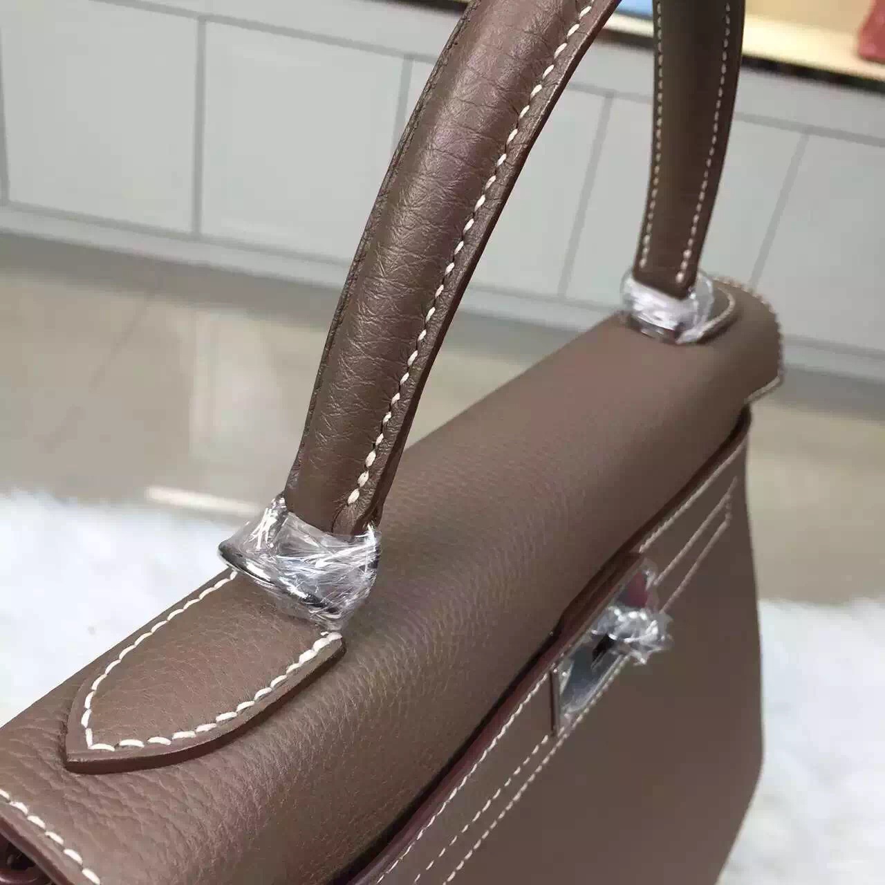 Wholesale Hermes C81 Etoupe Grey Original Togo Leather Kelly Bag ...