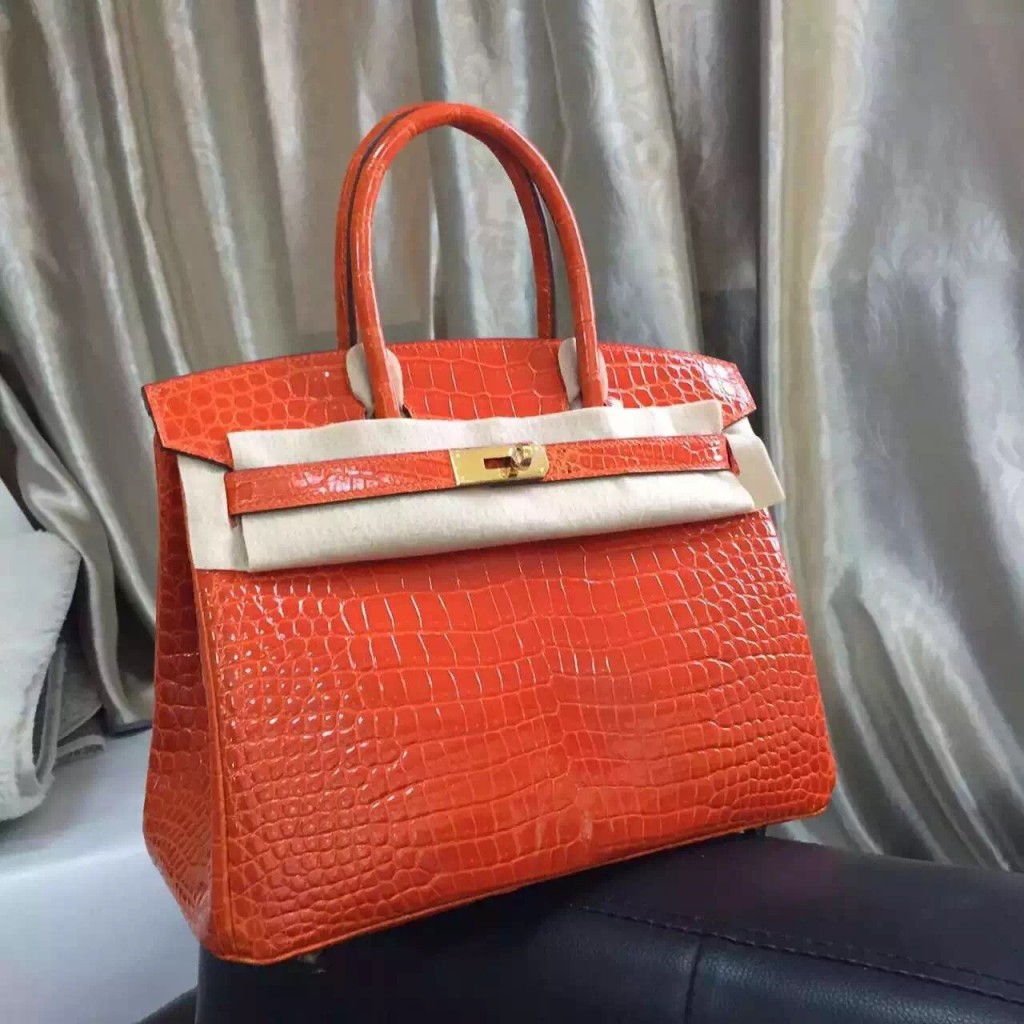 Hermes Custom Made Birkin Cm Original Crocodile Shiny Leather Tote