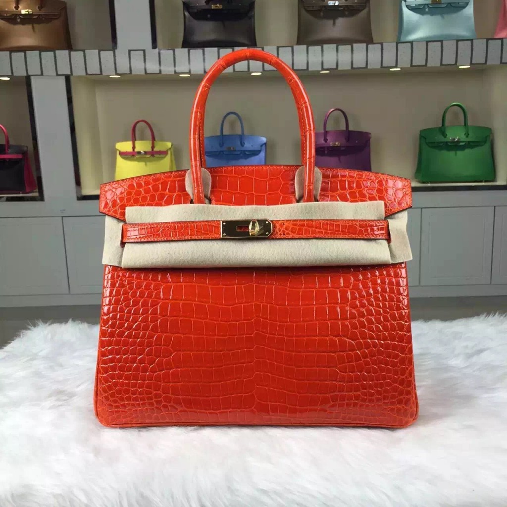 Hermes Custom Made Birkin Cm Original Crocodile Shiny Leather Tote