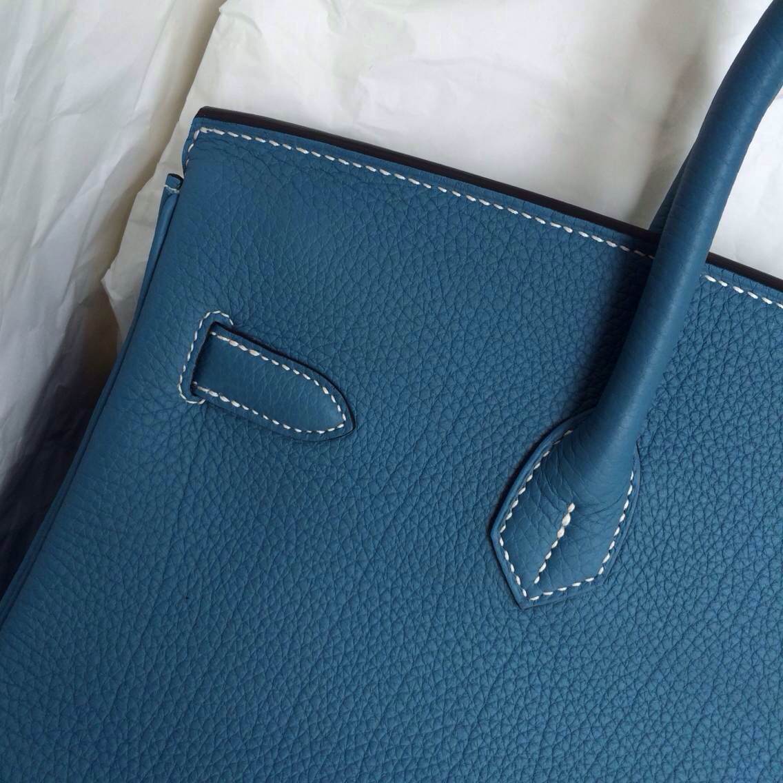 73 Blue Jean France Togo Leather Birkin Bag Hand Stitching 35cm – HEMA ...