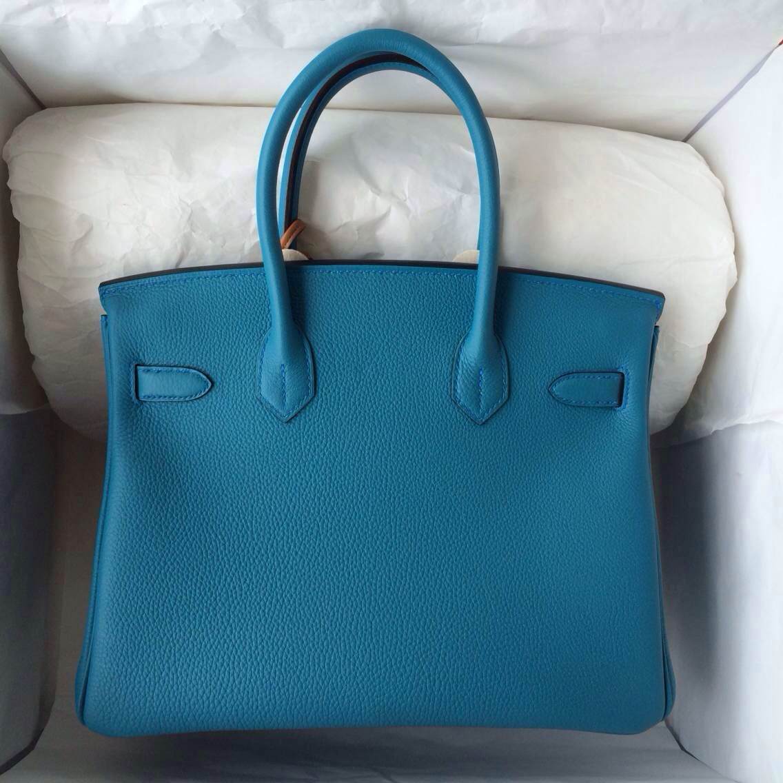 Hermès Turquoise Blue Togo Birkin 30 QGB0Q232BB023
