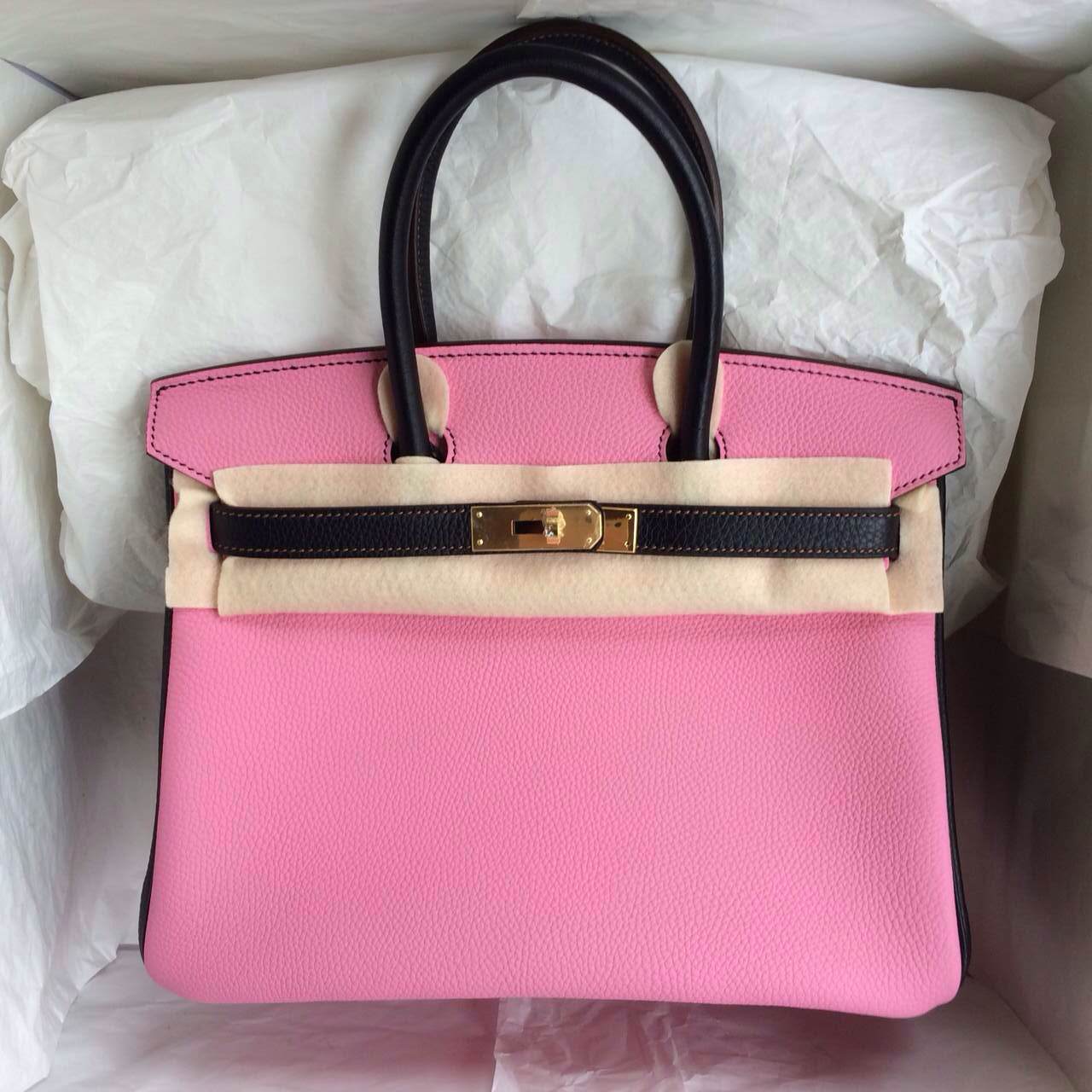 5P Pink/Black France Togo Leather Hermes Birkin Bag Gold Hardware - H ...