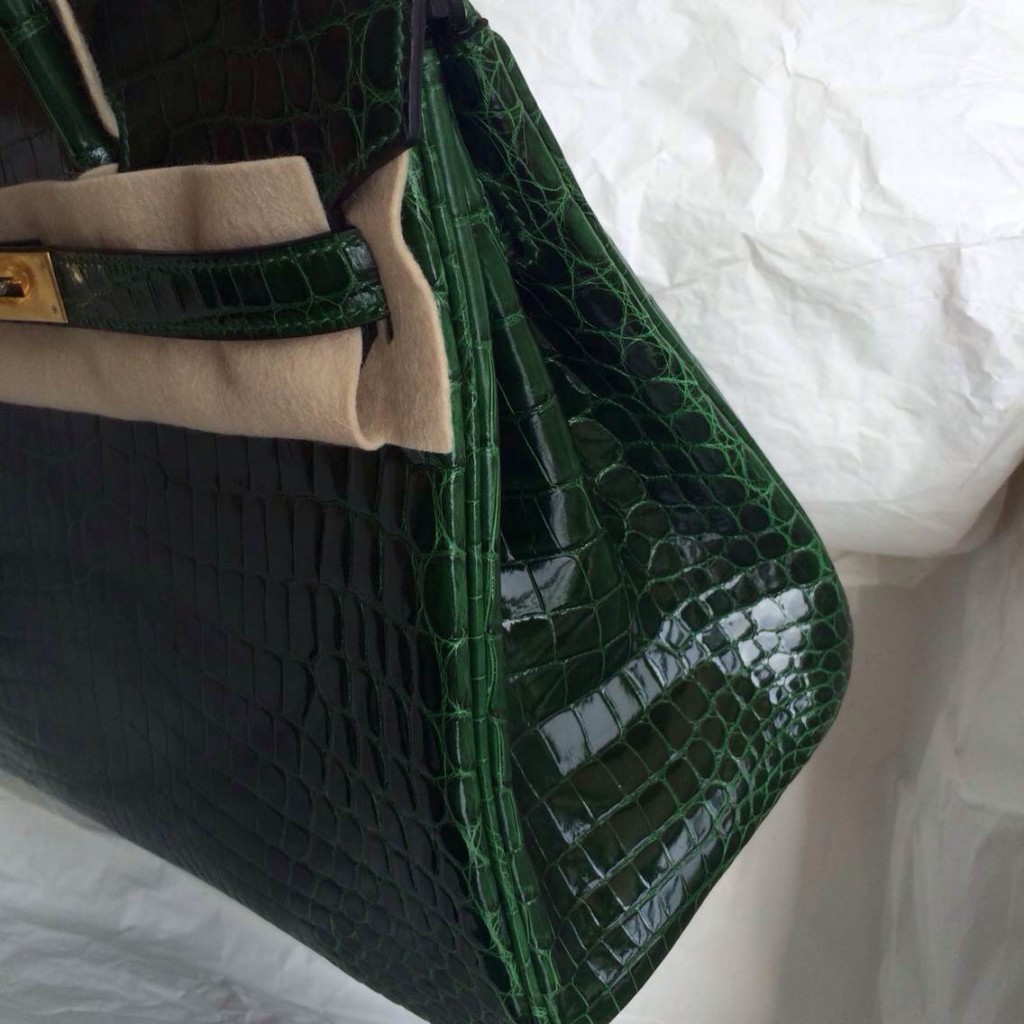 Fashion Hermes Birkin Bag30cm Emerald Green Porosus Crocodile Skin ...