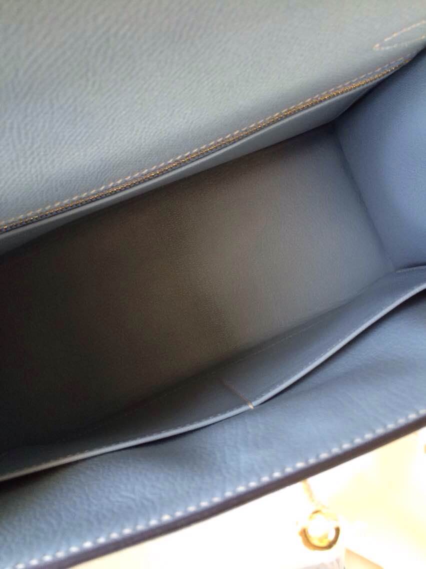 J7 Blue Lin Epsom Calf Leather Hermes Kelly Bag 28cm Sellier Gold Hardware  - HEMA Leather Factory