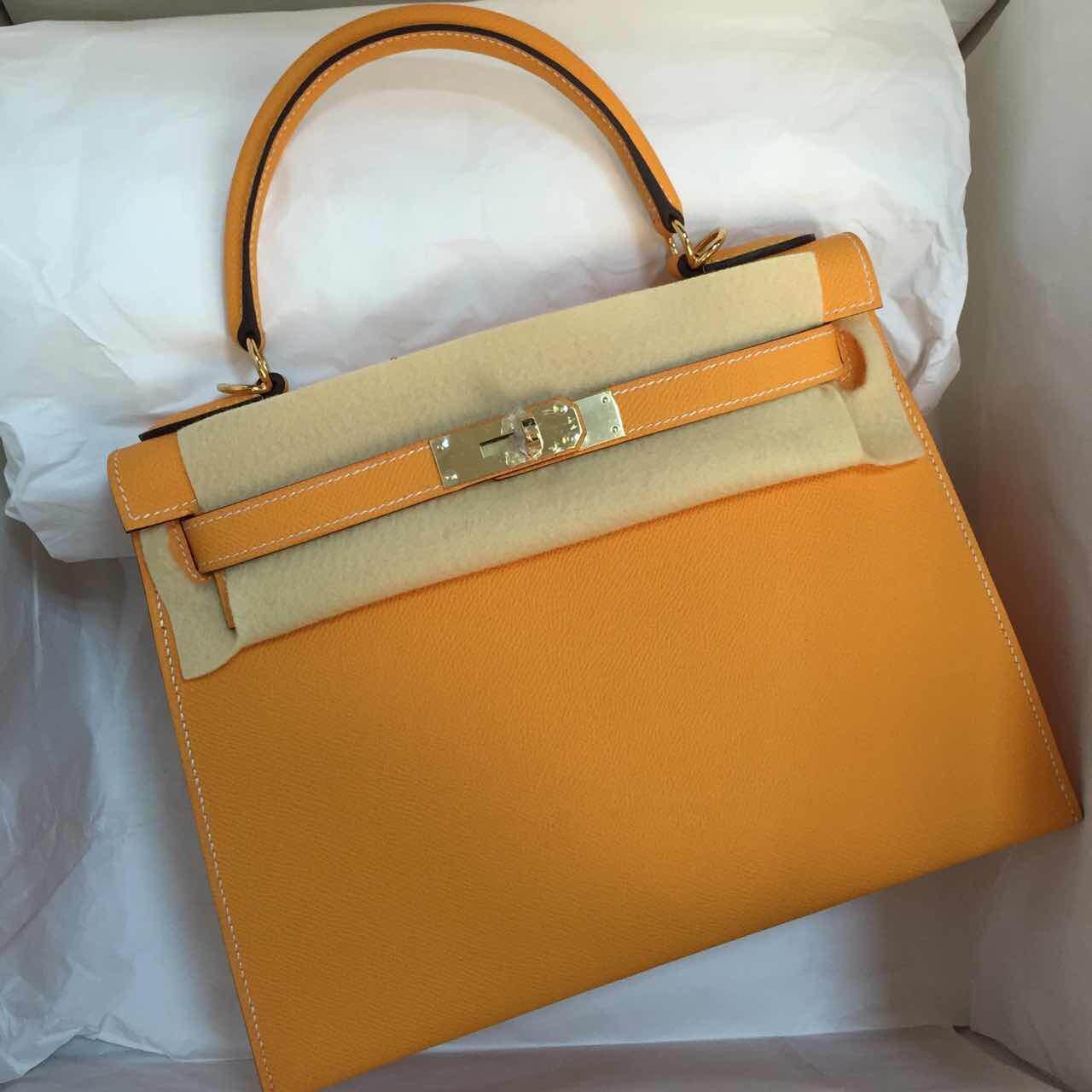 Hermes Kelly Bag Sellier 9V Sun Yellow Epsom Calfskin Leather Women’s ...