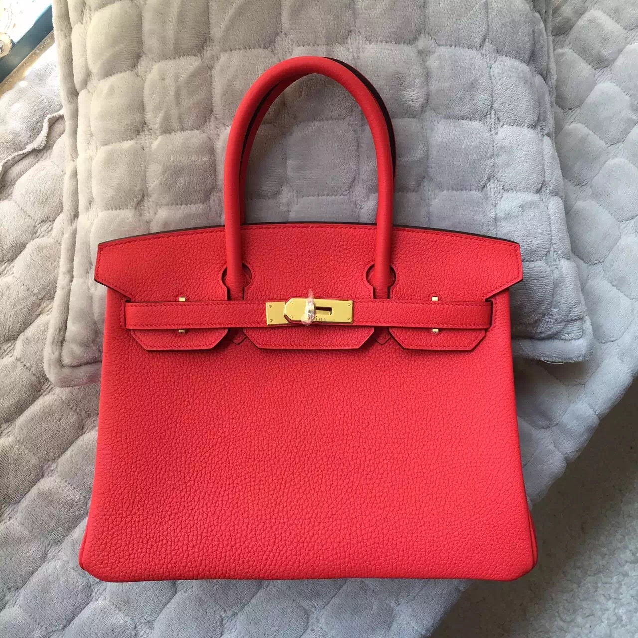 Hermes Birkin 30 in 2R Peony Red Togo Calfskin Leather Tote Bag Gold ...