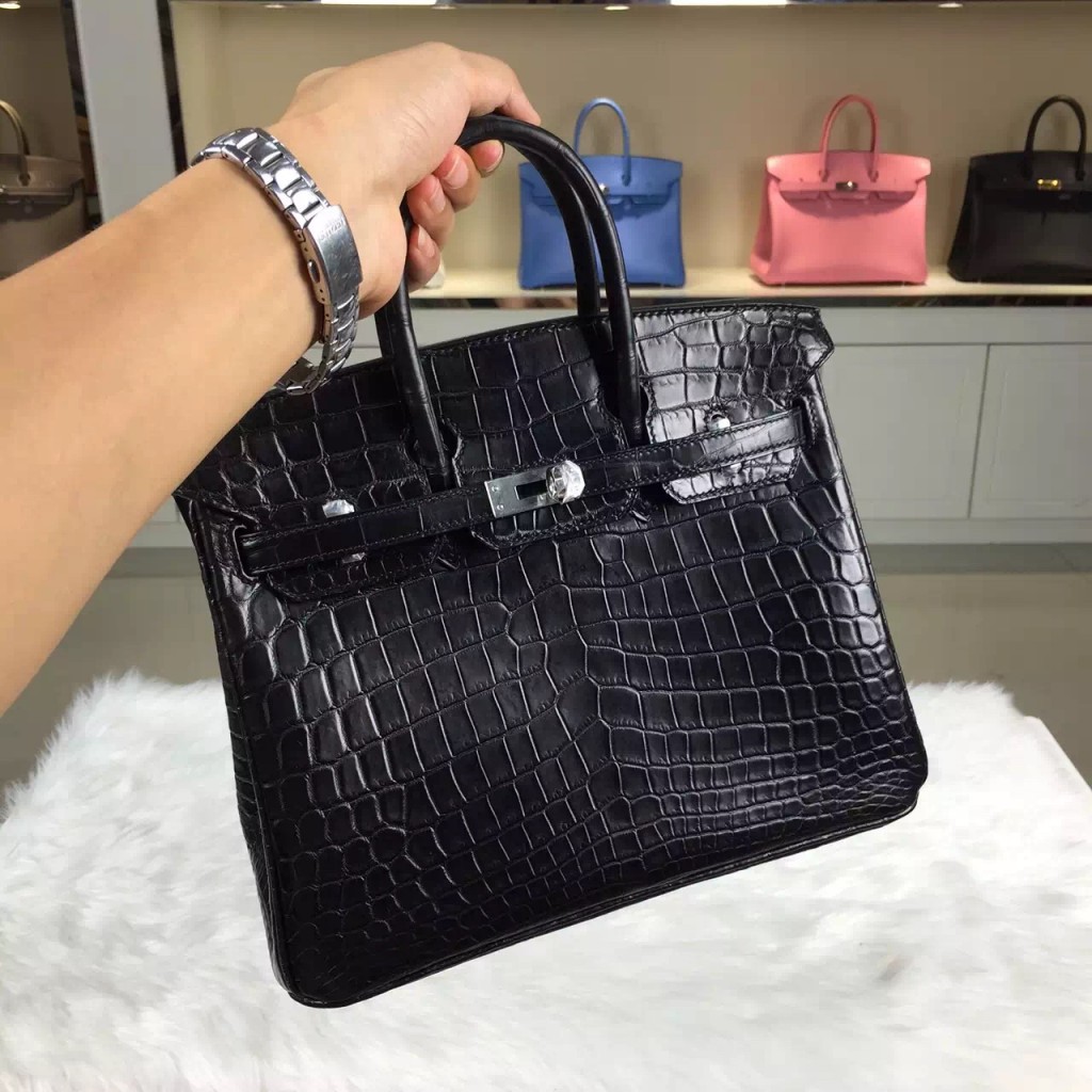 Wholesale Hermes Birkin 25CM Black Crocodile Skin Women’s Tote Bag ...