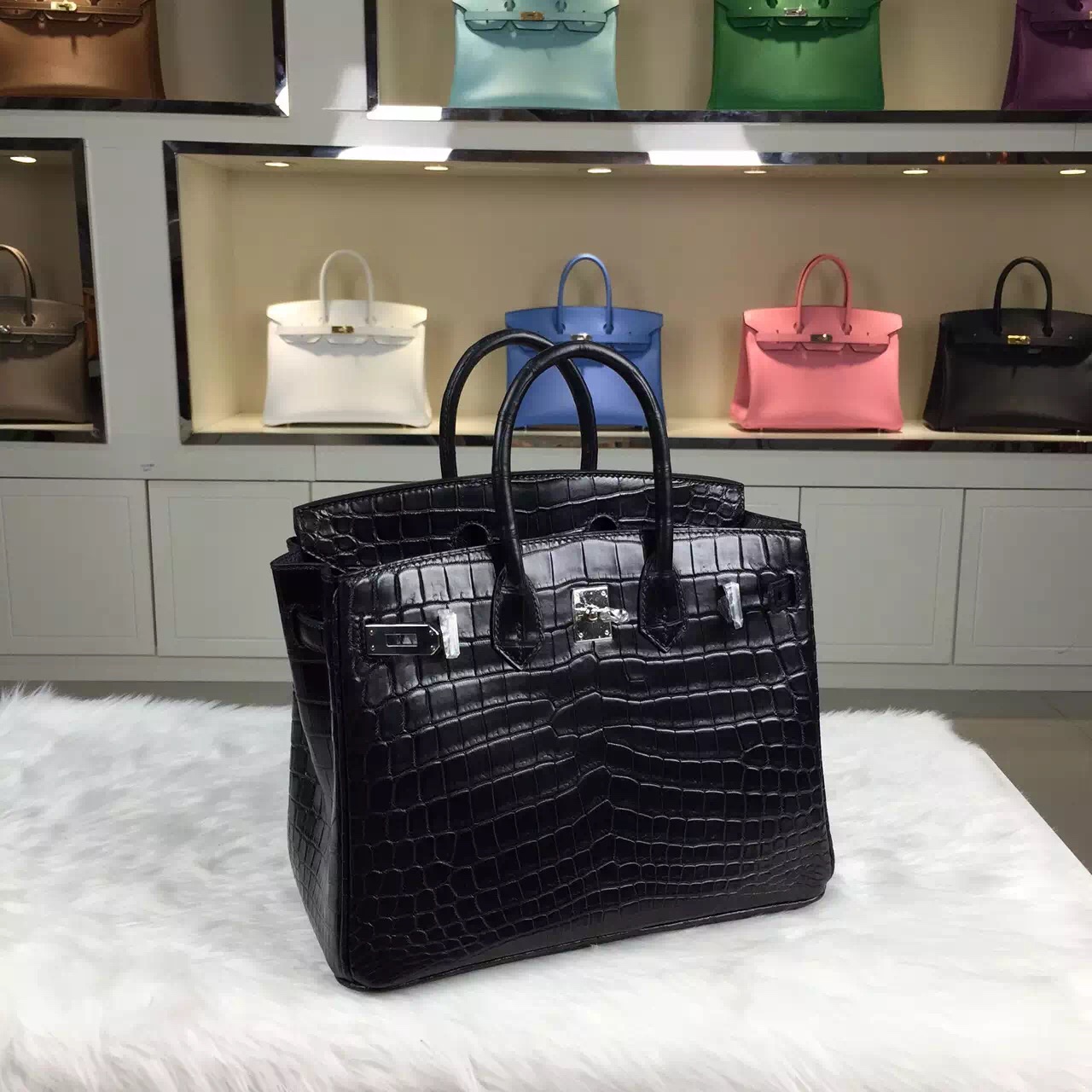 Wholesale Hermes Birkin 25CM Black Crocodile Skin Women’s Tote Bag ...