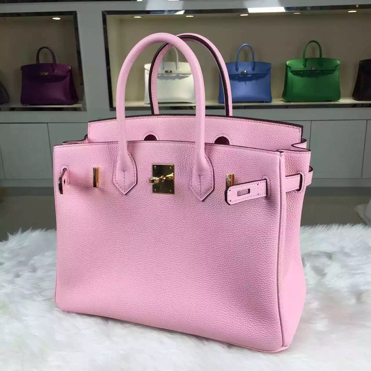 2015 New Pretty Hermes 3Q Rose Sakura France Togo Leather Birkin Bag ...