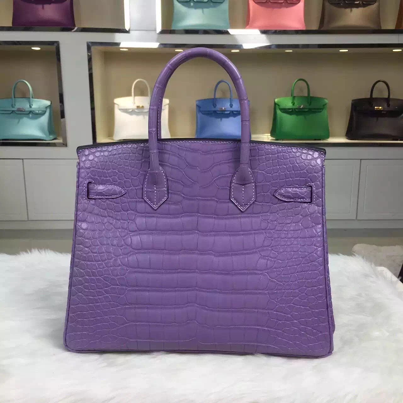 Custom-made Hermes Lavender Purple Crocodile Leather Birkin Bag 30cm ...