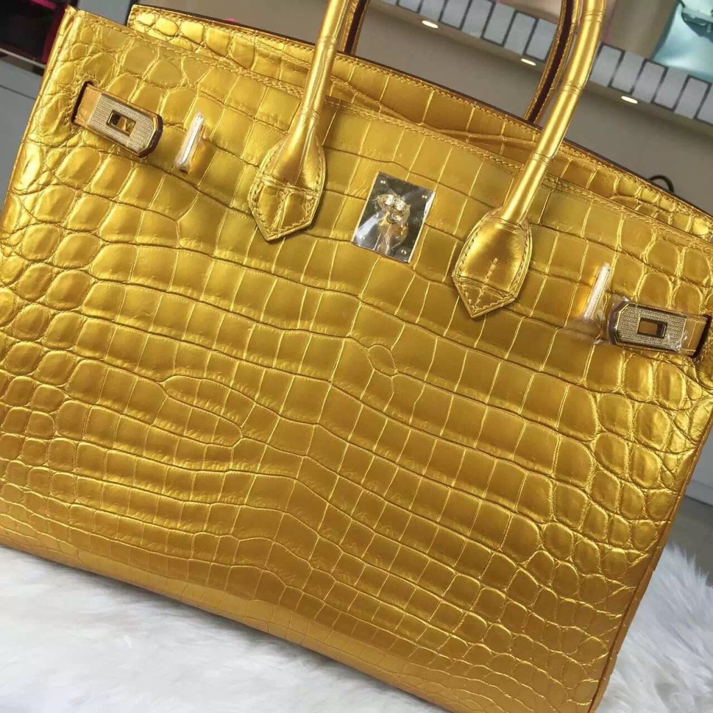 Discount Hermes Birkin Bag35cm Gold HCP Crocodile Leather Ladies' Top ...