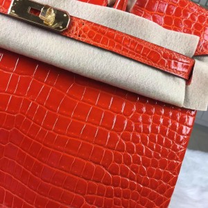 hermes crocodile bag orange