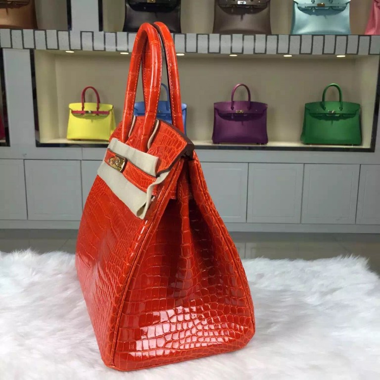 hermes crocodile bag orange