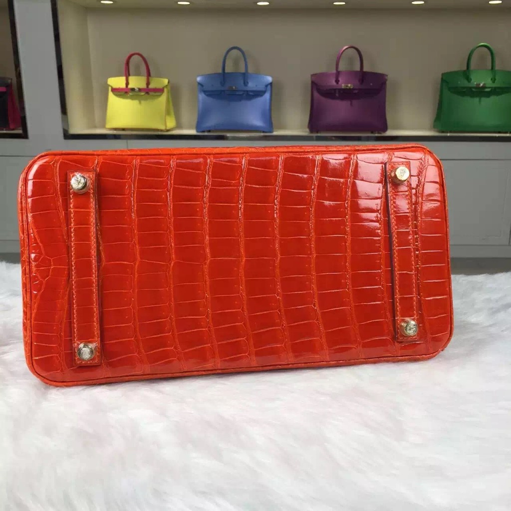 hermes crocodile bag orange