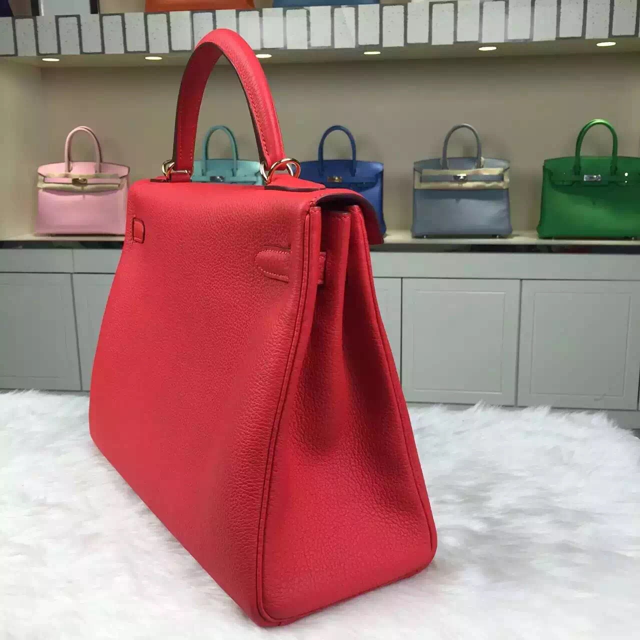 High Quality Hermes Kelly32 9T Flame Red Togo Leather Women’s Bag ...