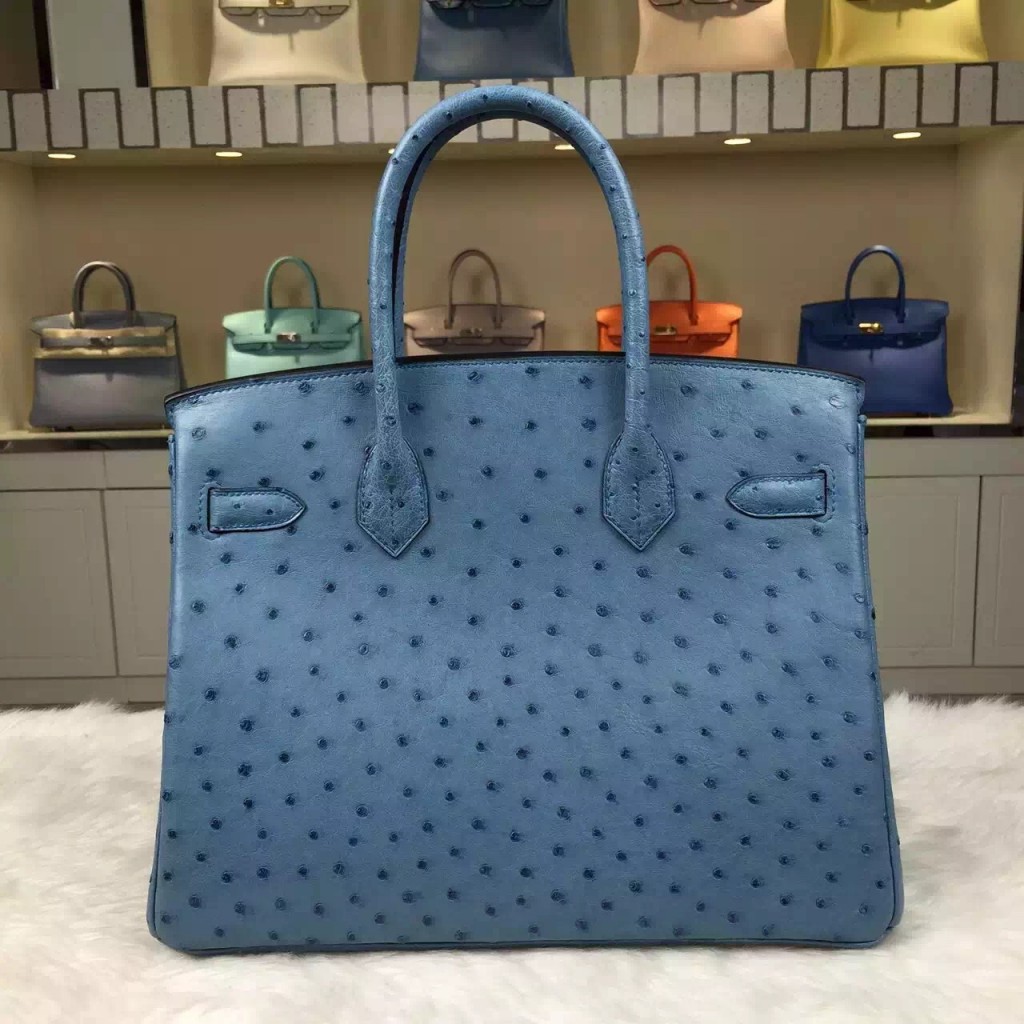 Online Store Hermes Birkin30 Bright Blue Ostrich Leather Tote Bag - H ...