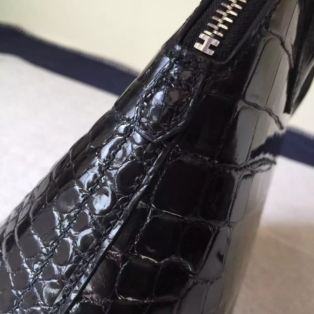 New Fashion Hermes Bolide Bag27cm Black Crocodile Shiny leather – HEMA ...
