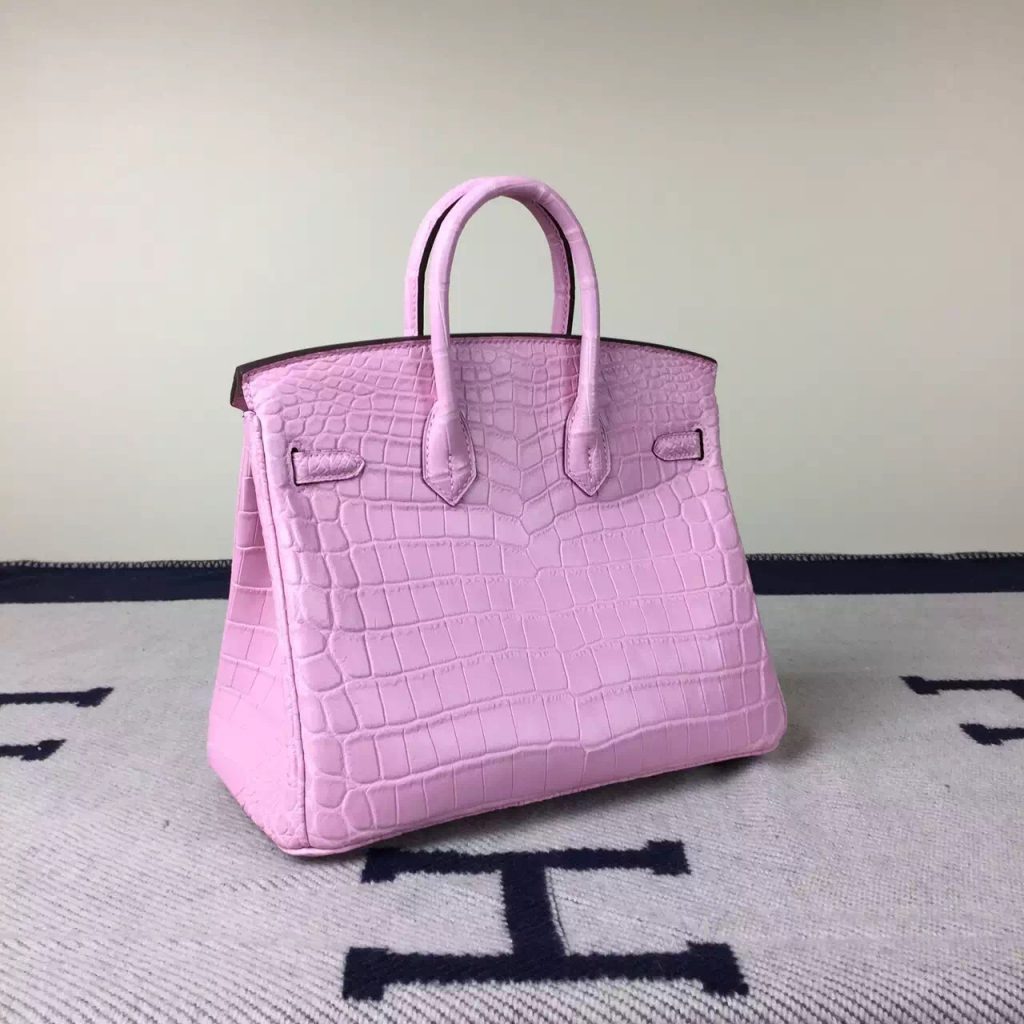 New Pretty Hermes Light Pink Crocodile Matt Leather Birkin Bag 25cm - H ...