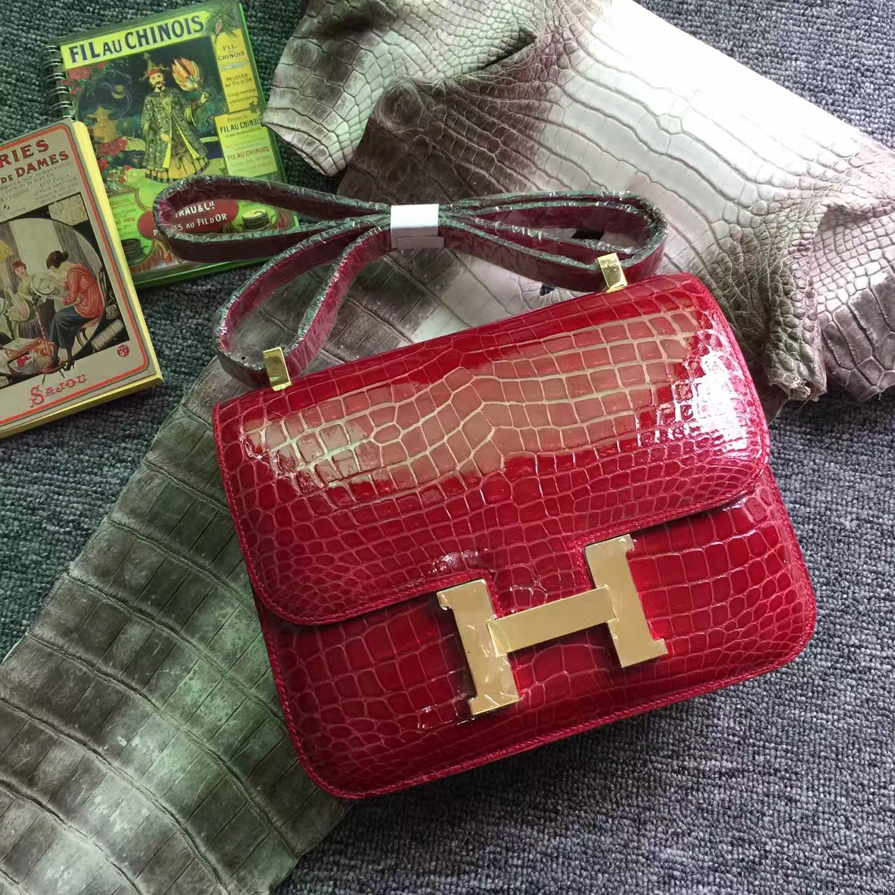 High Quality Hermes Red HCP Crocodile Matt Leather Birkin Bag25cm Gold  Hardware