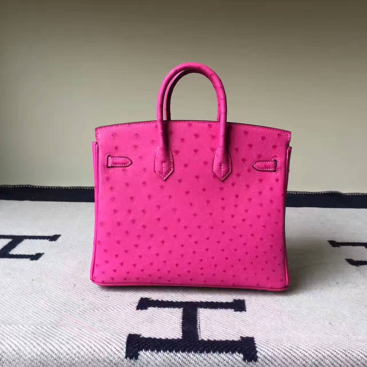 Wholesale Hermes Hot Pink KK Ostrich Leather Birkin Bag25cm Silver ...