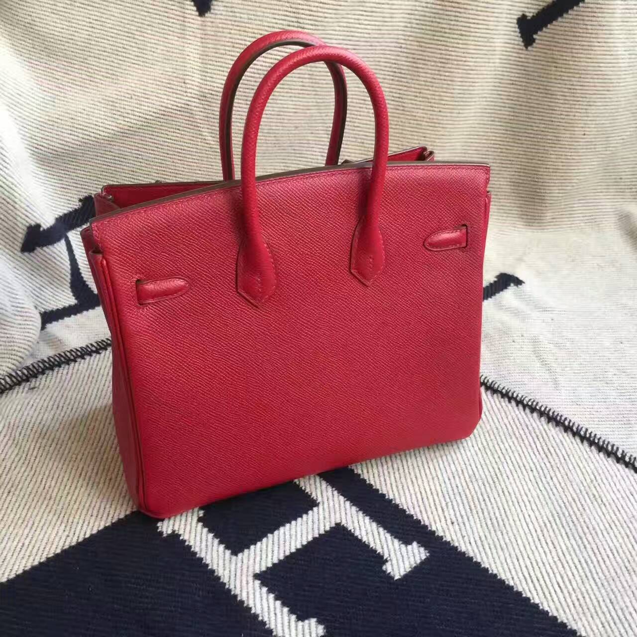 Hand Stitching Hermes Epsom Calfskin Leather Birkin25cm in K1 Rouge ...