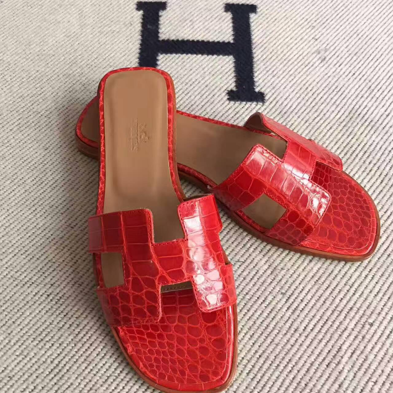 hermes slippers red