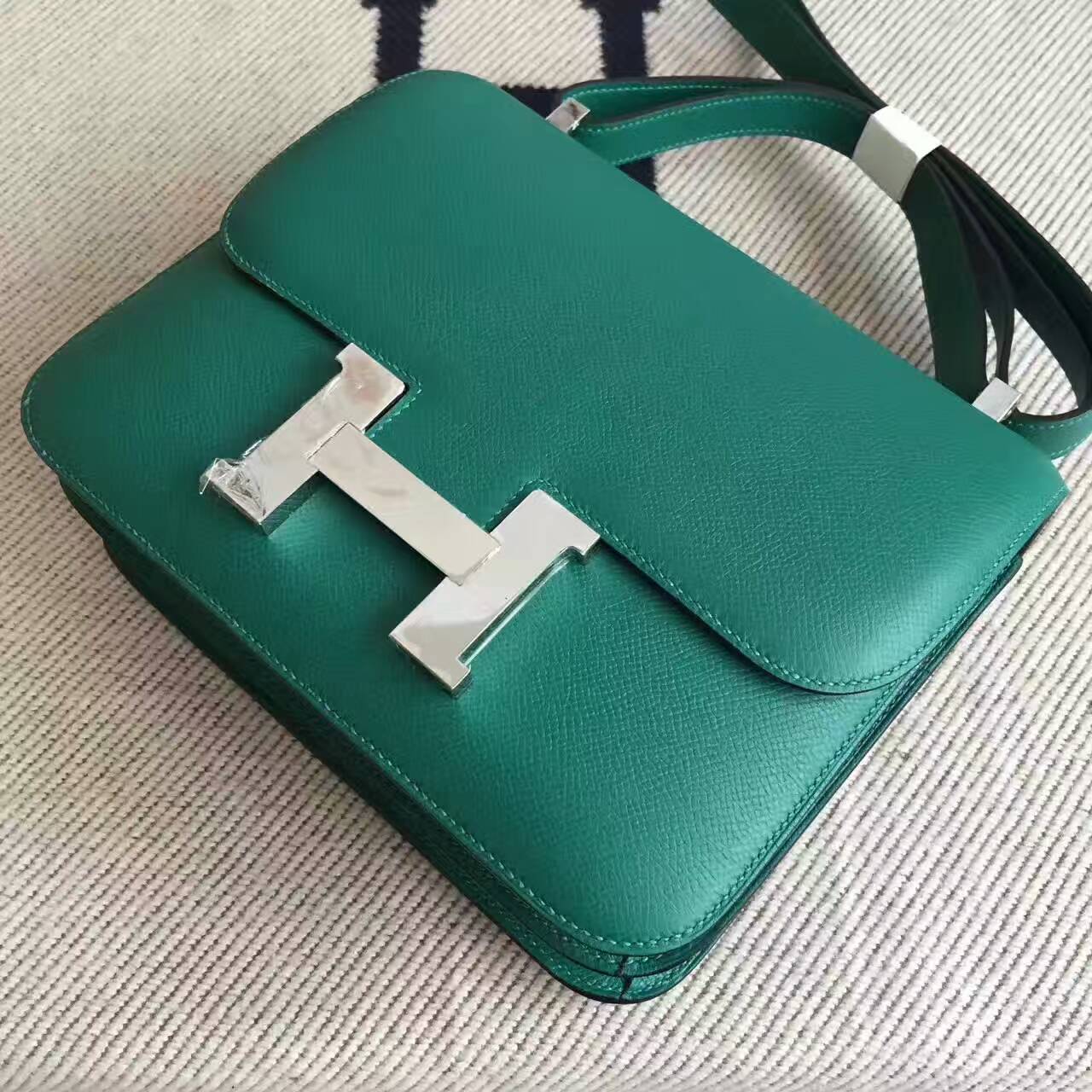 On Sale Hermes Z6 Malachite Green Epsom Leather Constance Bag 24CM ...