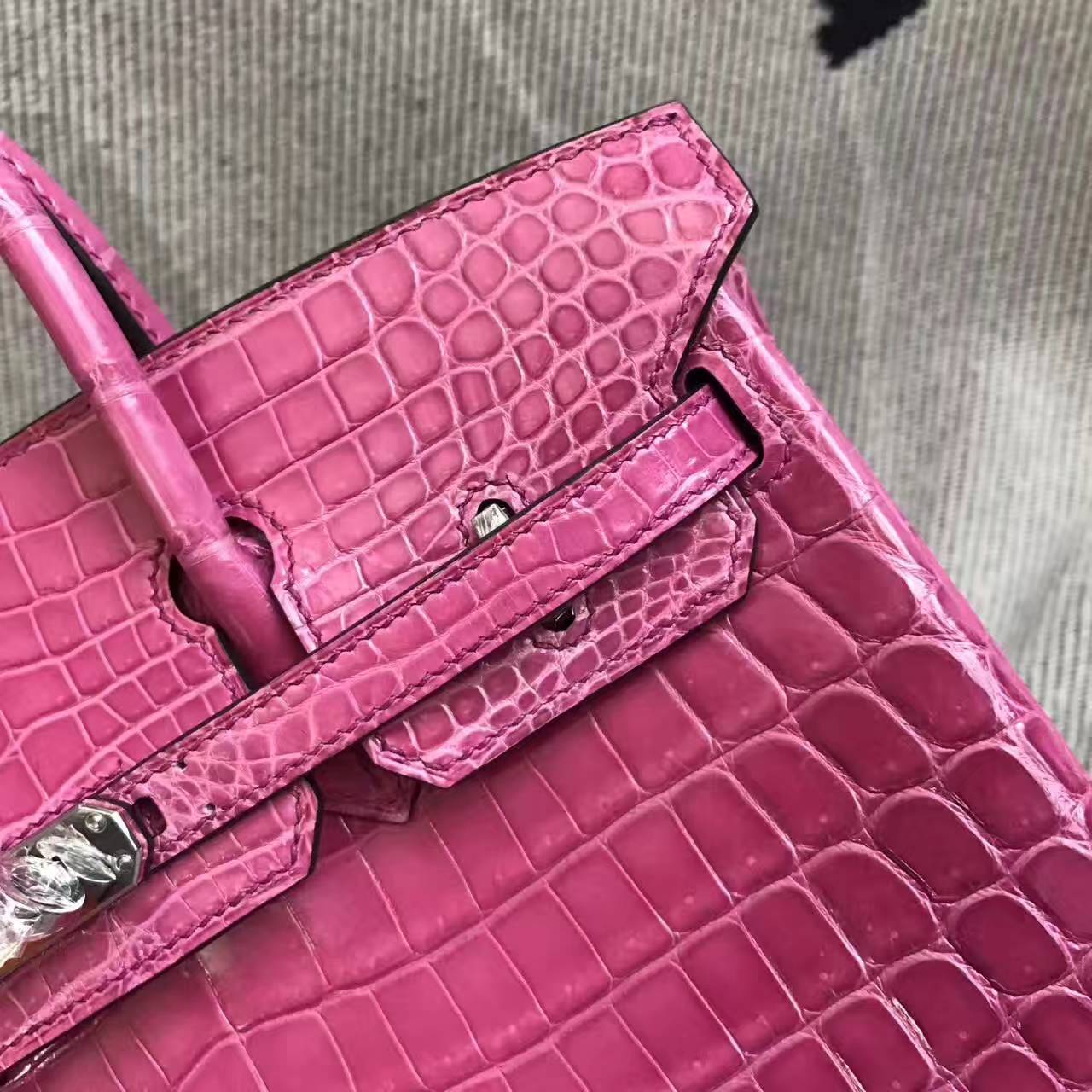 Luxury Hermes Shiny Crocodile Leather Birkin Bag 25cm in 5E Hot Pink ...
