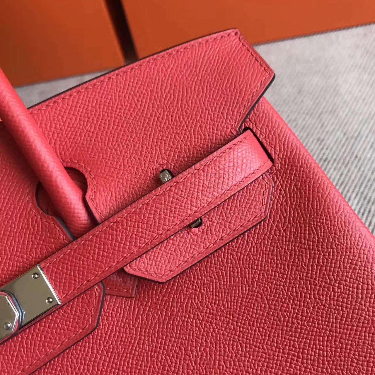 New Pretty Hermes Epsom Leather Birkin30cm Bag in T5 Peach Pink – HEMA ...