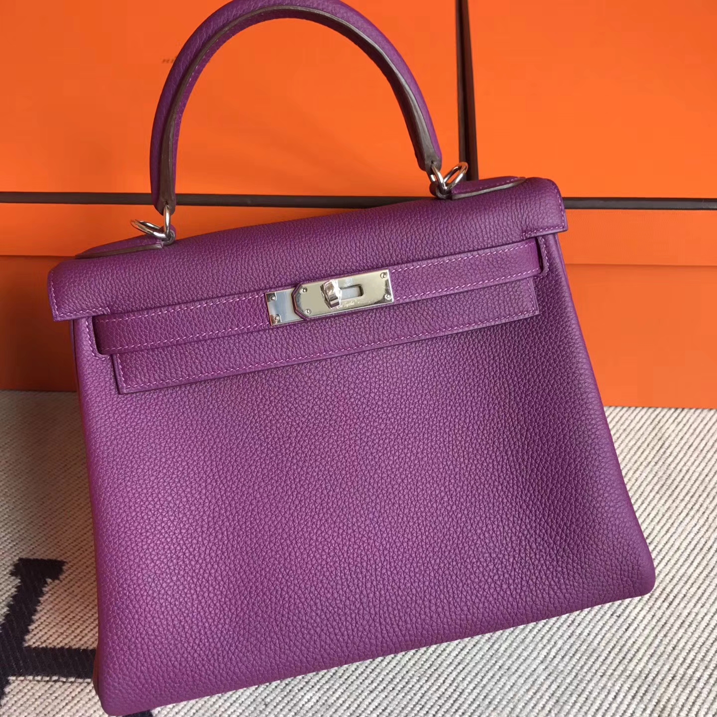 New Arrival Hermes P9 Amenone Purple Togo Leather Kelly28cm Handbag ...