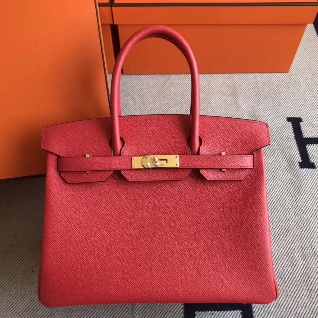 New Arrival Hermes S5 Tomato Red Epsom Leather Birkin30cm Handbag - H ...