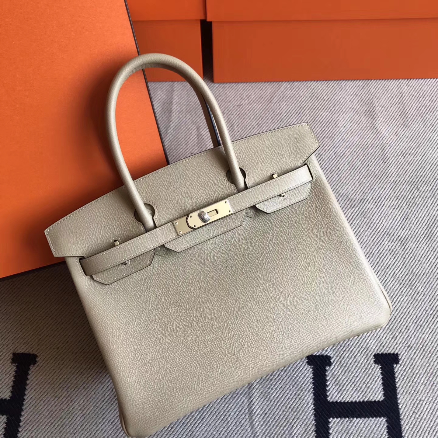 Luxury Hermes S2 Trench Grey Epsom Leather Birkin30cm Bag Silver ...