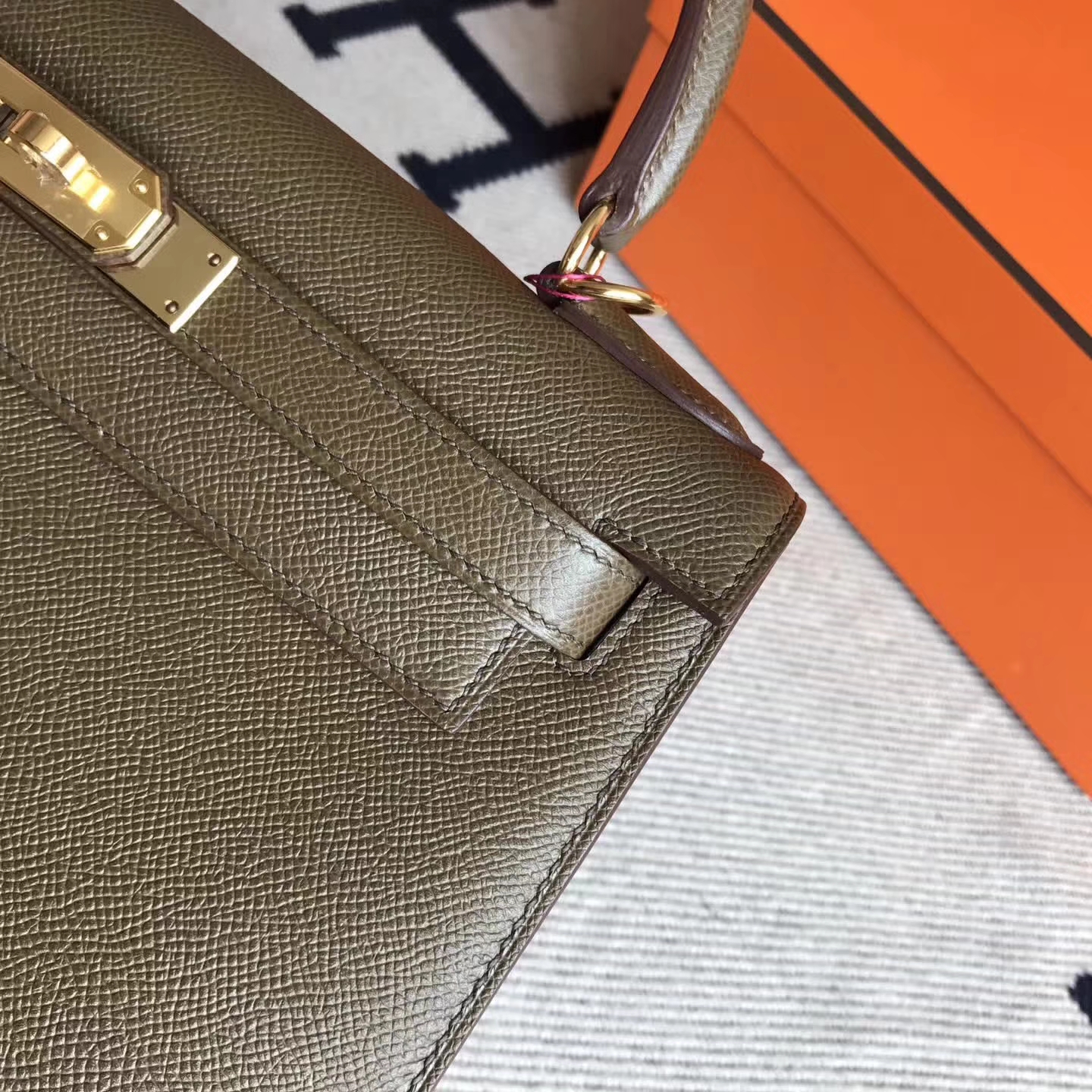 Hand Stitching Hermes Kelly28CM Bag Brown Epsom Calfskin Gold Hardware ...