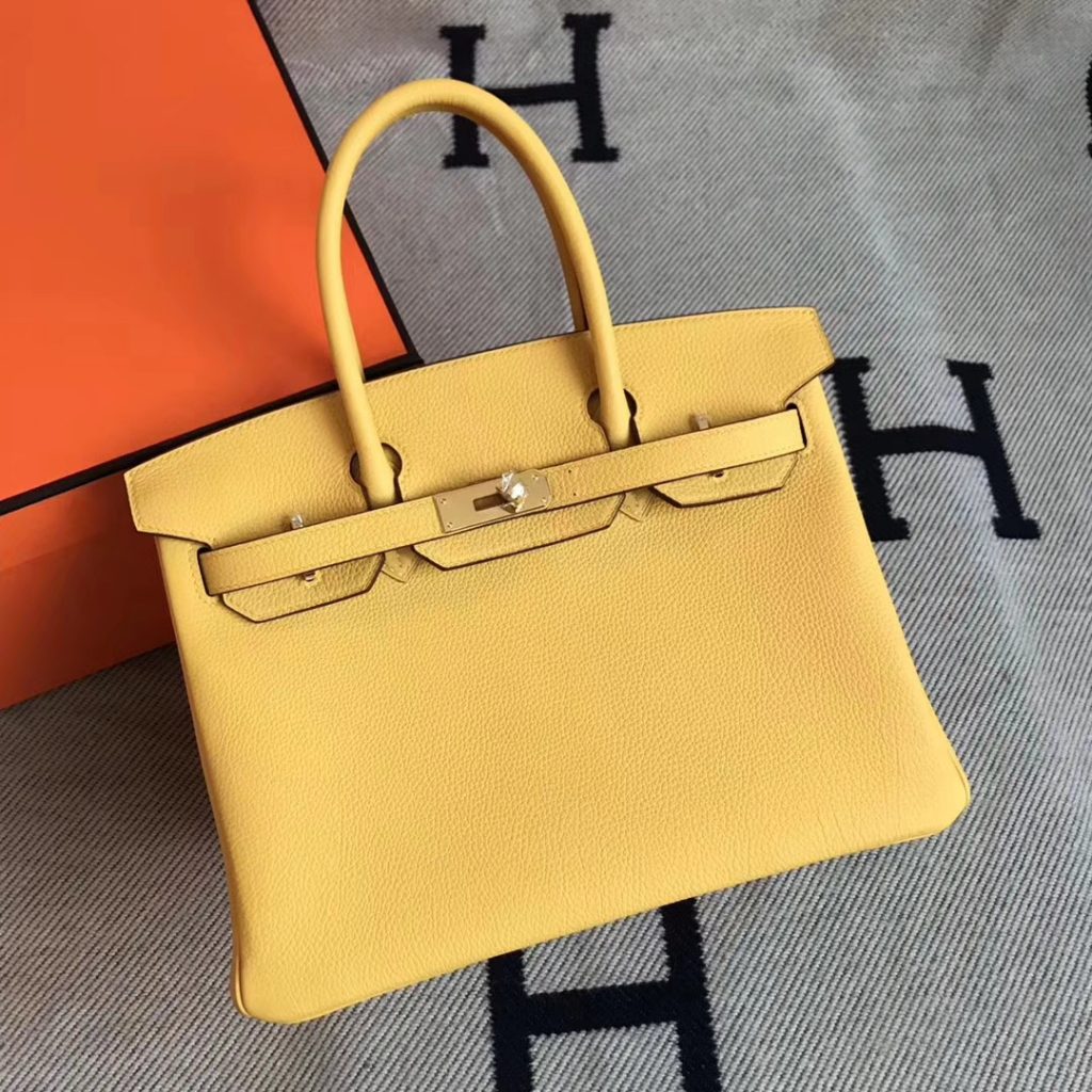 New Arrival Hermes Straw Yellow Togo Calfskin Leather Birkin Bag30CM ...