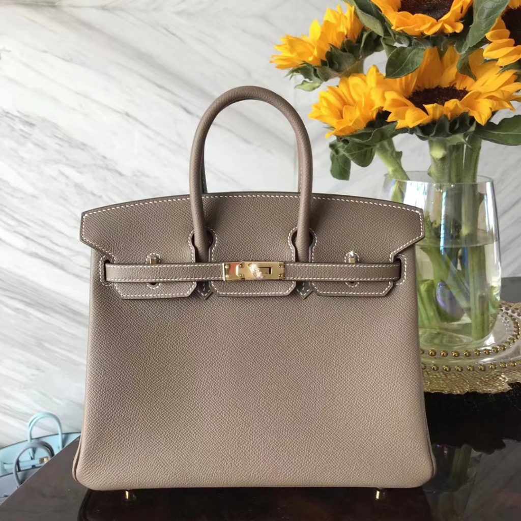 Hermes Classic Bags C18 Etoupe Grey Epsom Calf Leather Birkin25CM Tote ...