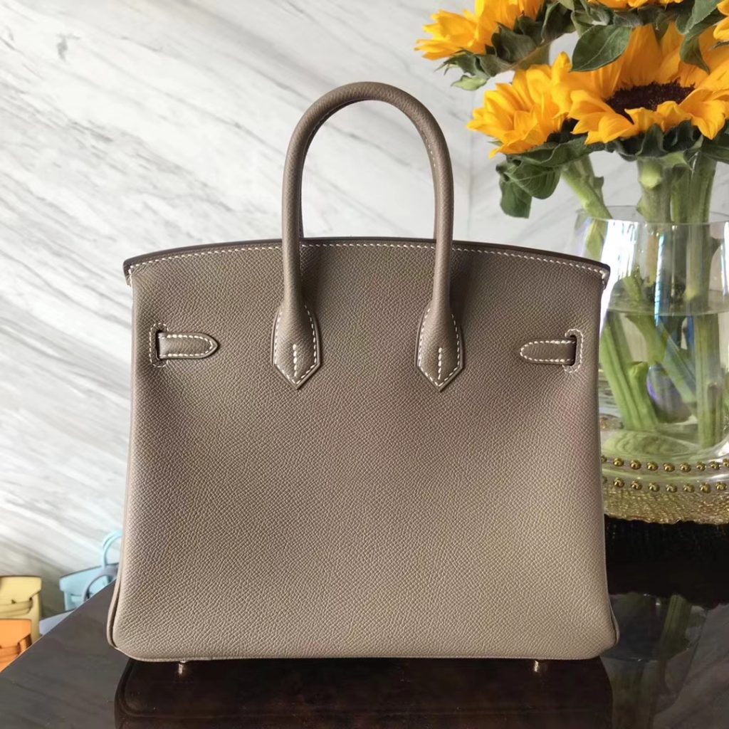 Hermes Classic Bags C18 Etoupe Grey Epsom Calf Leather Birkin25CM Tote ...