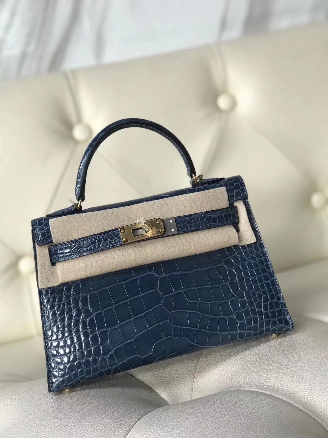 New Arrival Hermes Shiny Crocodile Minikelly-2 Evening Bag in 7N Blue ...