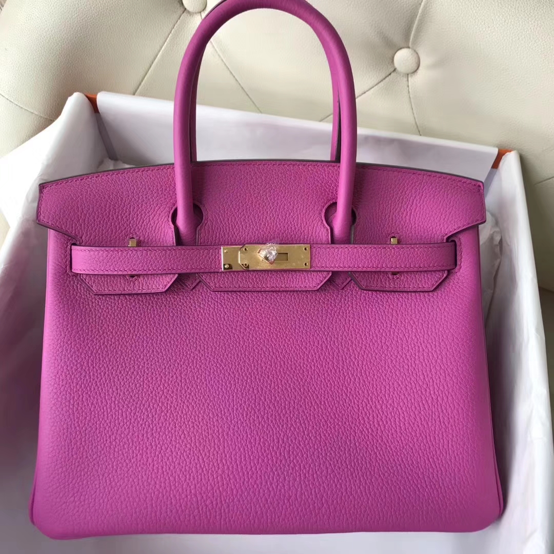 Fashion Hermes i9 Rose Magnolia Togo Calf Birkin Bag30CM Gold Hardware ...