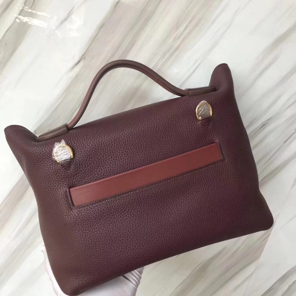 Stock Hermes Bordeaux/Rouge Grenade Togo Calf 24/24 Kelly Bag29CM Gold ...