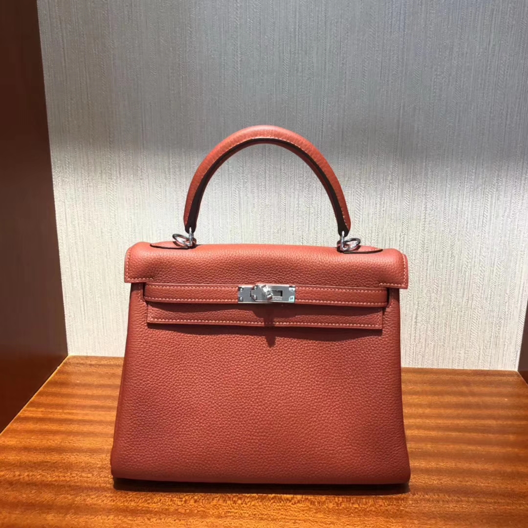 Hermès Birkin 30 handbag in Togo color Cuivre with Palladium silver hardware