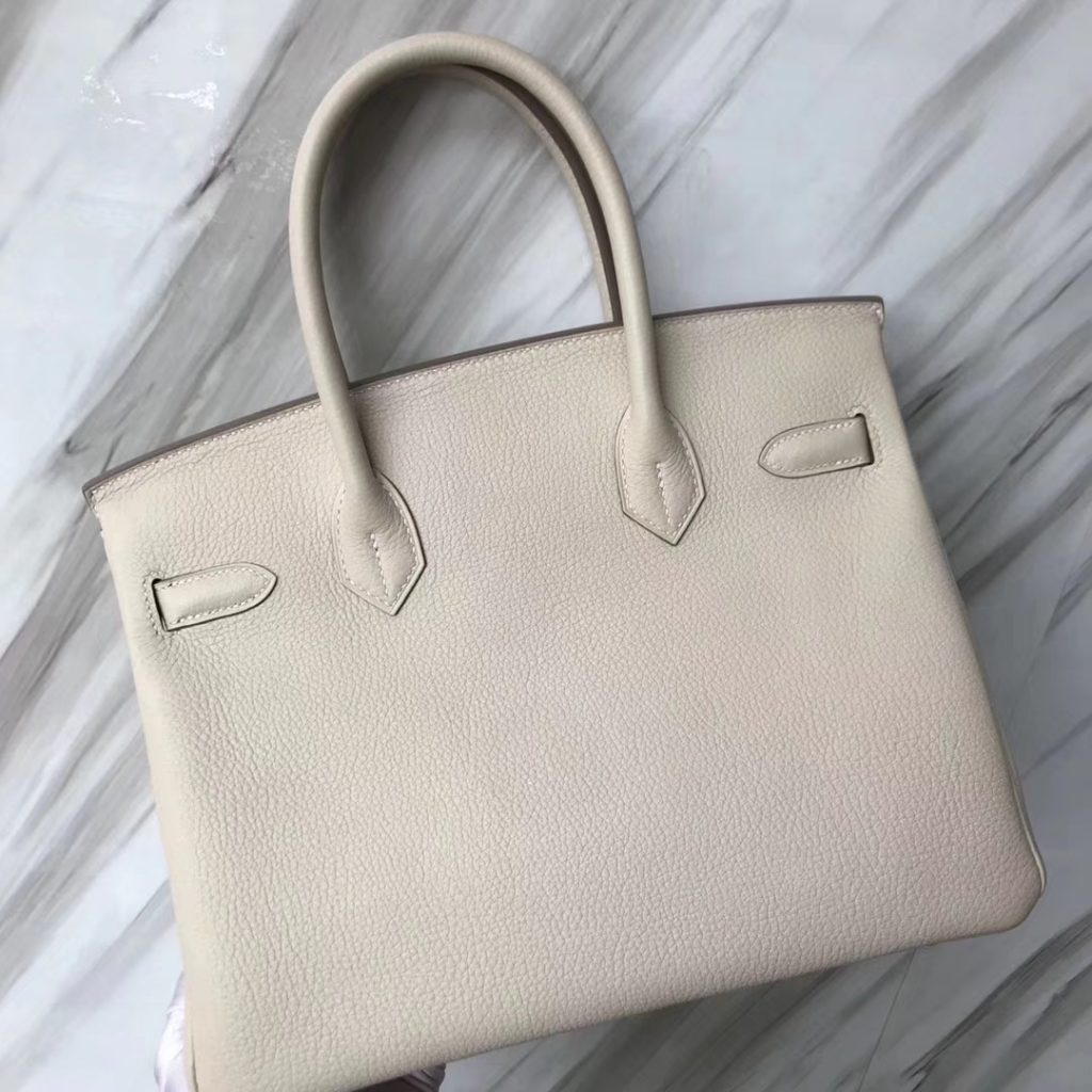 Elegant Hermes CK10 Craie White Togo Calf Birkin Bag30CM Silver ...