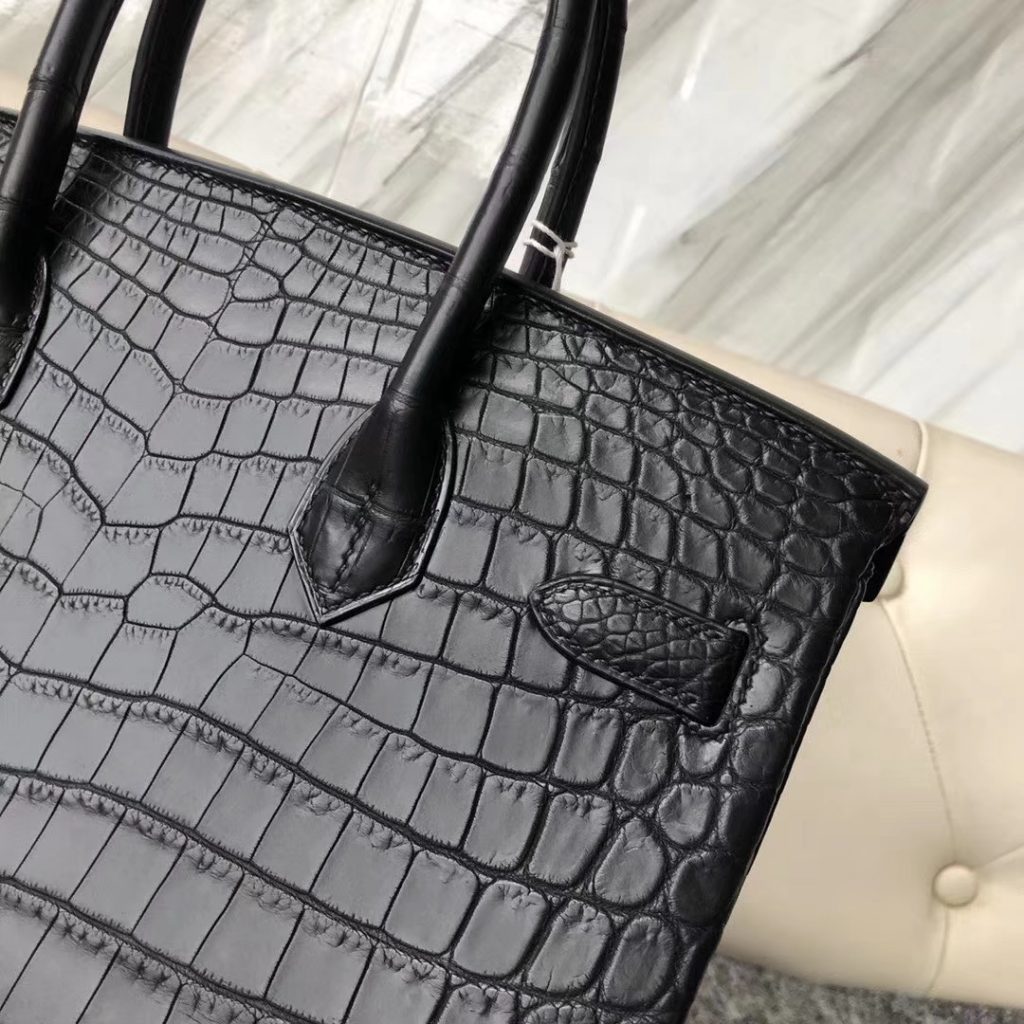 Customize Hermes CK89 Noir Matt Nilo Crocodile Birkin Bag30cm Gold ...