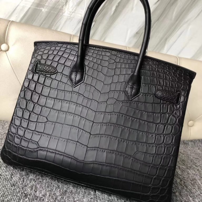 Customize Hermes CK89 Noir Matt Nilo Crocodile Birkin Bag30cm Gold ...