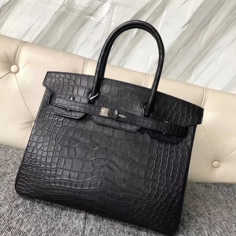 Discount Hermes Matt Crocodile Birkin30cm Bag CK89 Noir Black Hardware ...