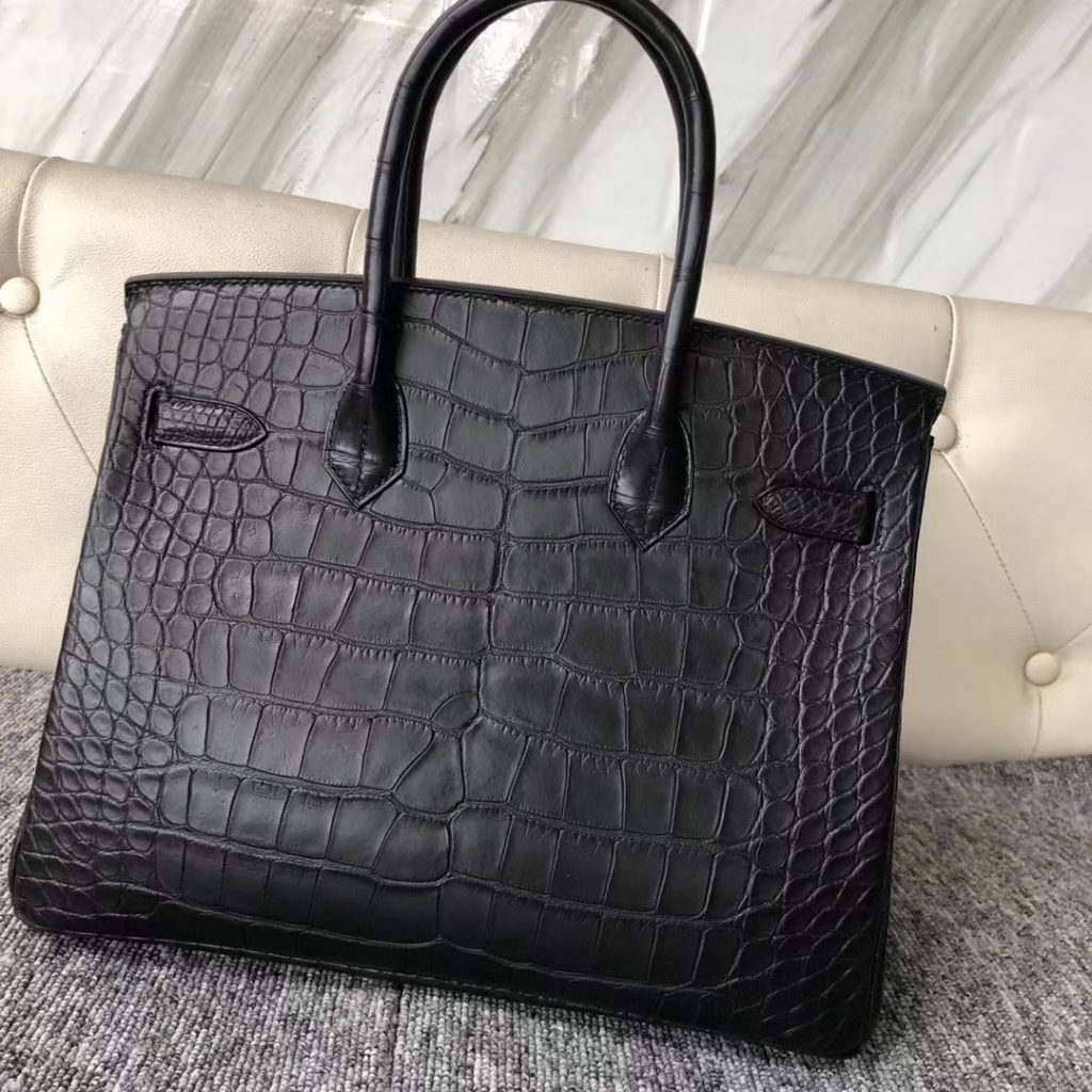 Discount Hermes Matt Crocodile Birkin30cm Bag CK89 Noir Black Hardware ...