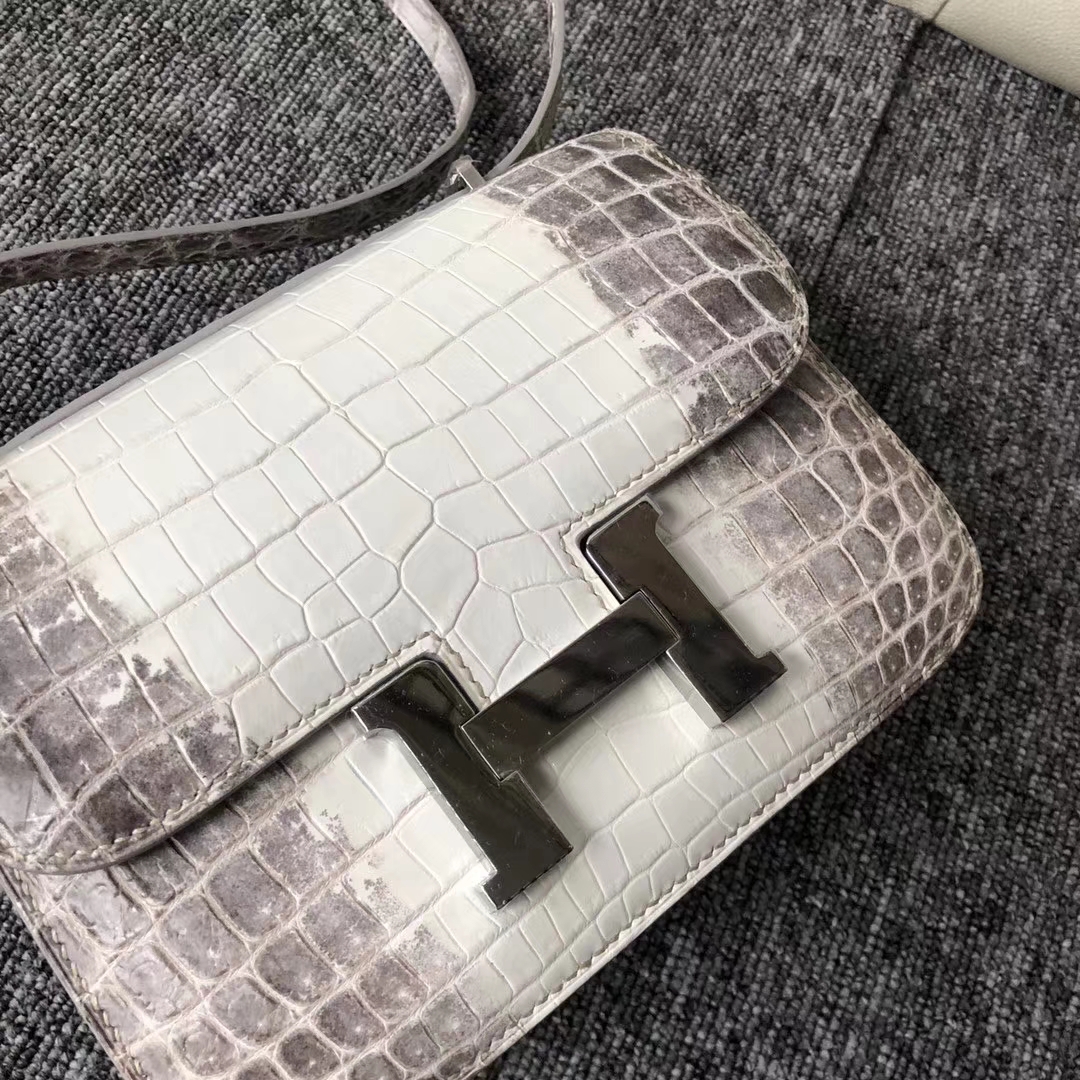 Noble Hermes Himalaya Crocodile Constance Shoulder Bag18CM Silver Hardware  - HEMA Leather Factory
