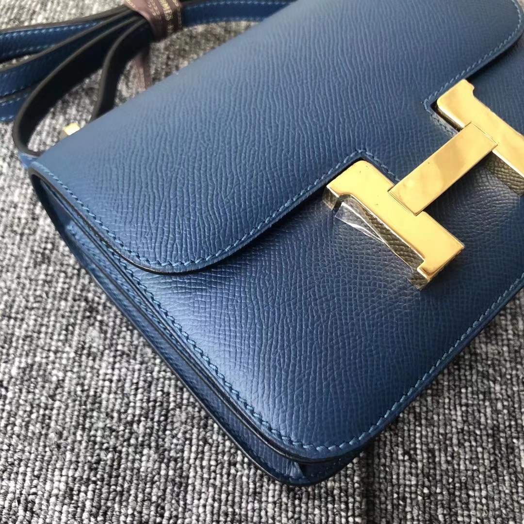 Stock Hermes S4 Deep Blue Epsom Calf Constance Bag19CM Gold Hardware ...