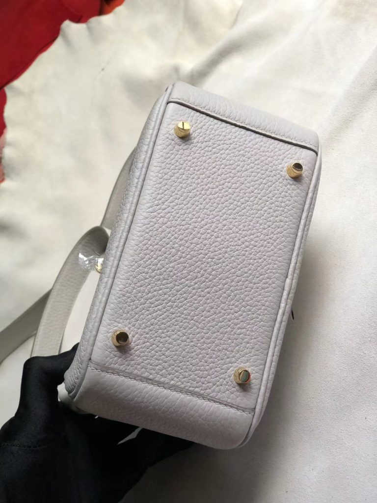 New Hermes TC Calf Mini Lindy19CM Bag in CK80 Gris Pearl Gold Hardware ...